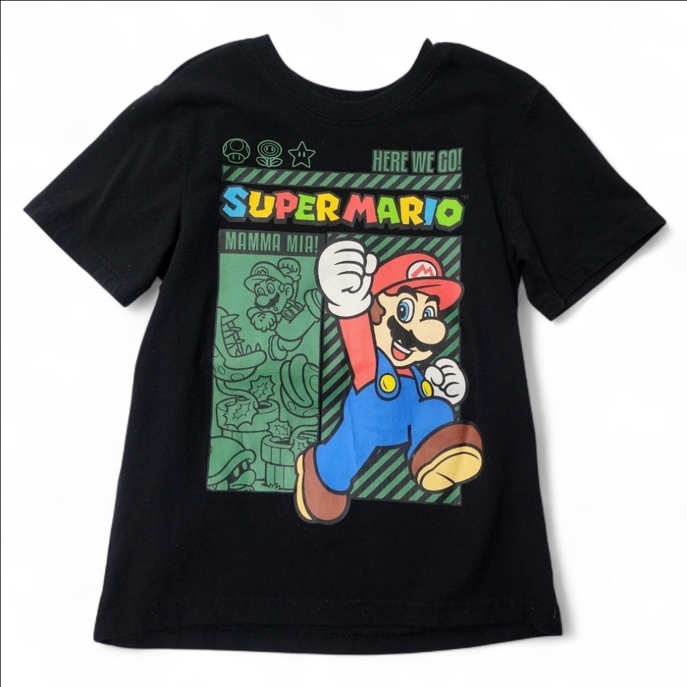 Super Mario Boys Graphic T-Shirt – Size 7, Black – Nintendo Tee
